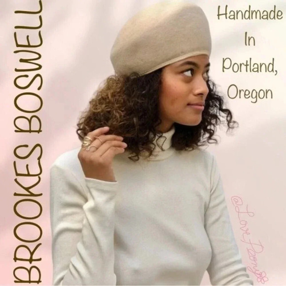 BROOKES BOSWELL RUBIN HAT Wool Beret Structured Hat Mocha Mousse Brown - Picture 1 of 10